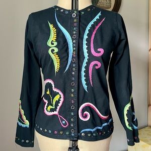 VINTAGE 1980s Michael Simon embroidered cardigan